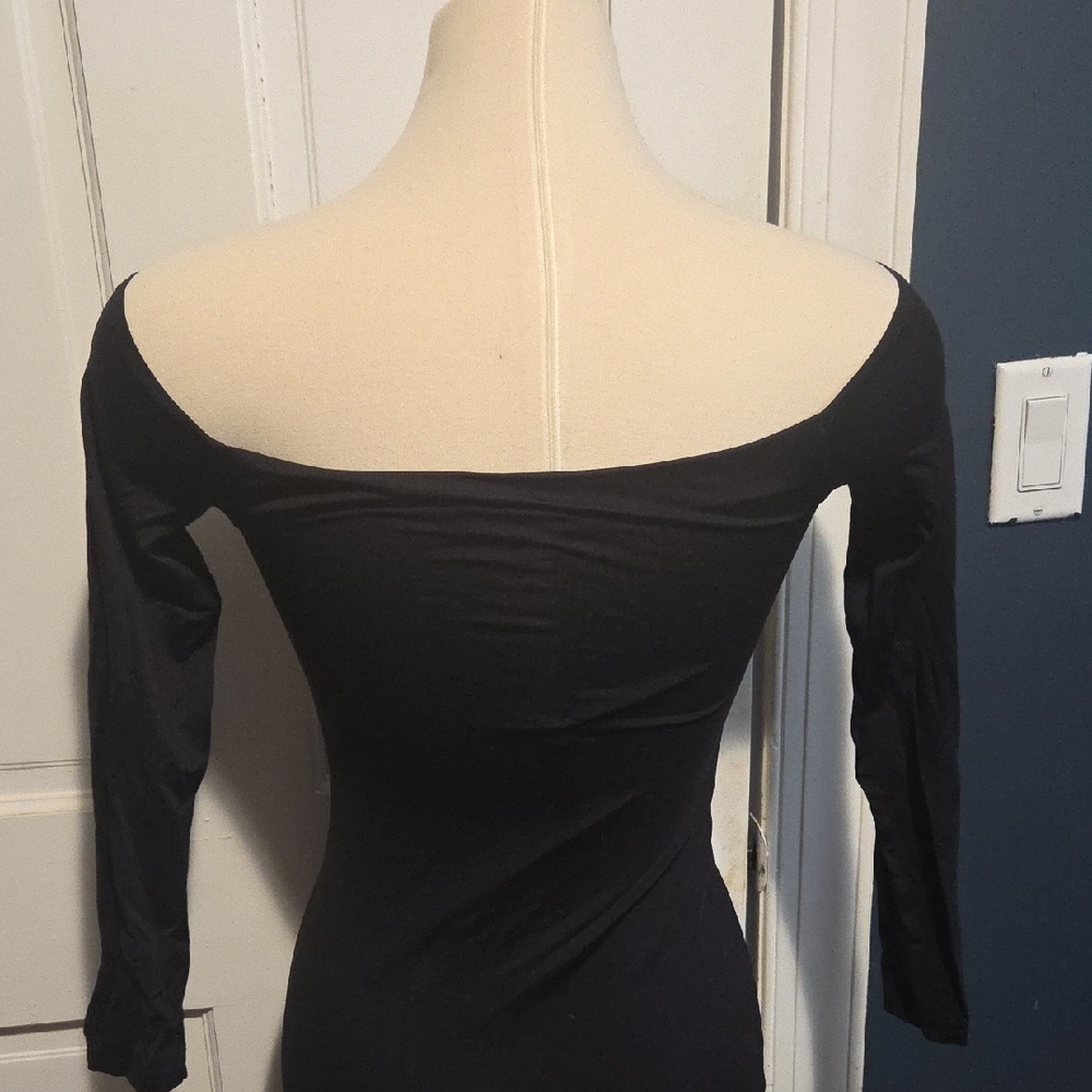 Meskhi Elegant Black 3/4 Sleeeve Bodycon Cut-Out Dress - Picture 3 of 3